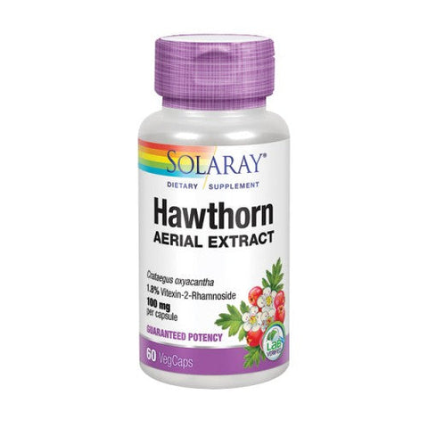 Solaray, Hawthorn Aerial Extract, 100 mg, 60 Veg Caps Solaray