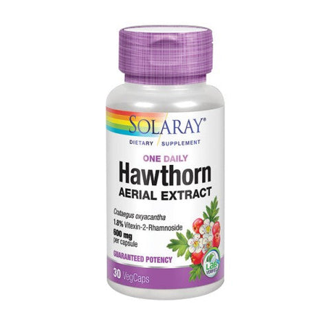 Solaray, Hawthorn Aerial Extract, 600 mg, 30 Veg Caps Solaray