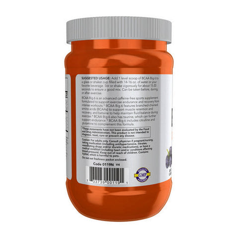 Now Foods, BCAA Big 6, Grape Flavor 600 Grams Now Foods
