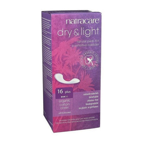 Natracare, Organic Cotton Cover Dry And Light Pads Plus, 16 Count