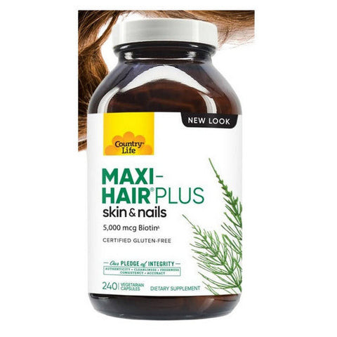 Country Life, Maxi Hair Plus Biotin, 5000 mcg, 240 Veg Caps Country Life