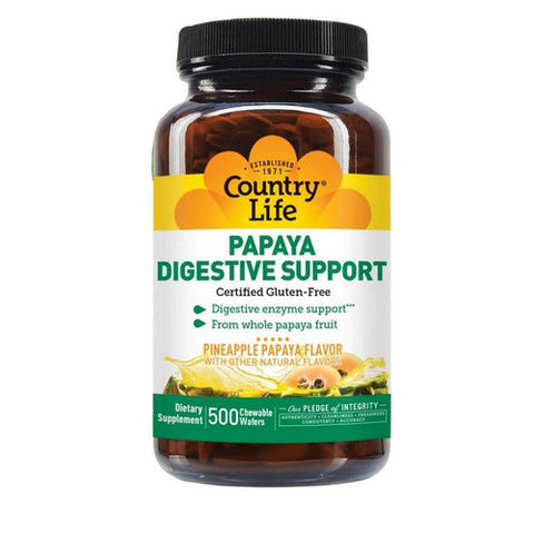 Country Life, Papaya Digestive Support, 500 Wafers Country Life