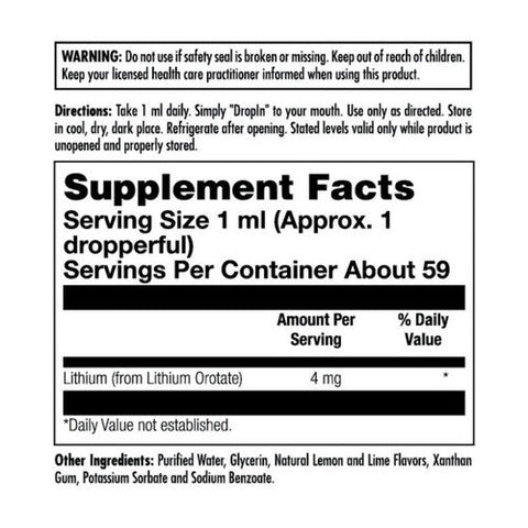 Kal, Lithium Orotate Drops Lemon Lime, 2 Oz Kal
