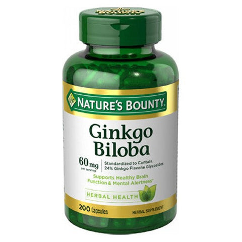 Nature's Bounty, Ginkgo Biloba, 60 mg, 24 X 200 Caps Nature's Bounty