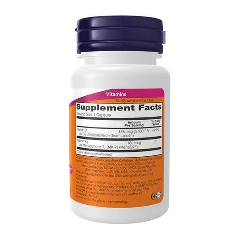 Now Foods, Mega D-3 & Mk-7, 180 Mcg, 60 Caps Now Foods