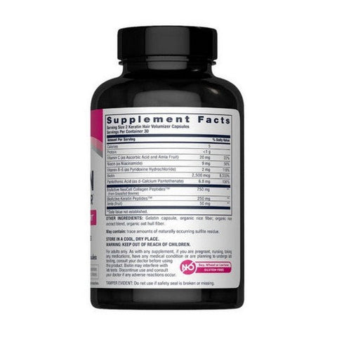 Neocell Laboratories, Keratin Hair Volumiser Plus Collagen Peptides, 60 Caps Neocell Laboratories
