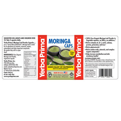 Yerba Prima, Moringa Caps, 180 Count Yerba Prima