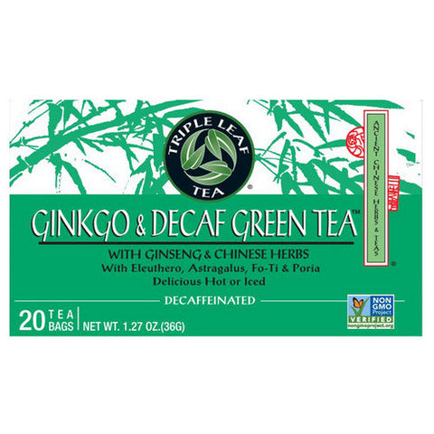Triple Leaf Tea, Ginkgo & Decaf Green Tea, 20 Bags Triple Leaf Tea