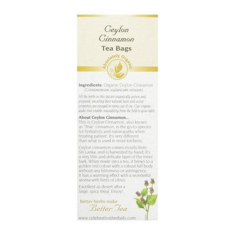 Celebration Herbals, Organic True Cinnamon Tea, 24 Bags Celebration Herbals