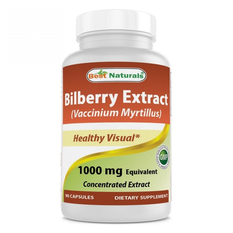 Best Naturals, Bilberry Extract, 1000 mg, 90 Caps Best Naturals