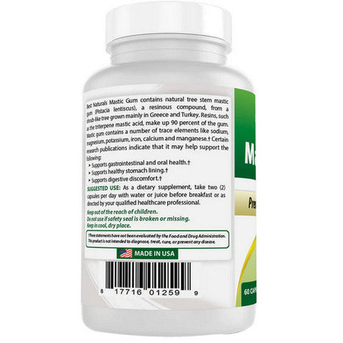 Best Naturals, Mastic Gum, 500 mg, 60 Caps Best Naturals