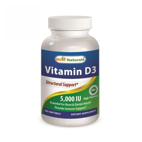 Best Naturals, Vitamin D 3, 5000 IU, 360 Softgels Best Naturals