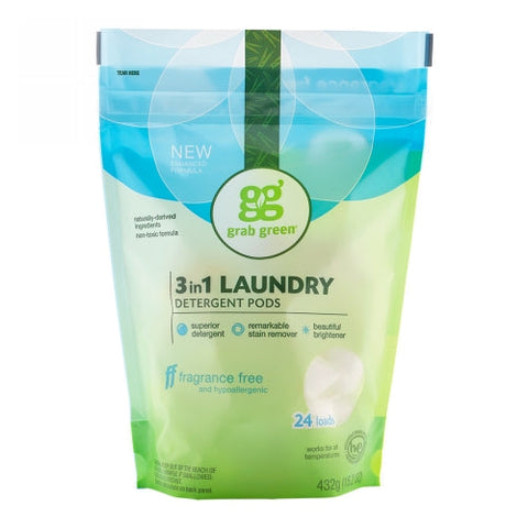 Grab Green, Laundry Detergent Pods, Fragrance Free 384 Grams Grab Green