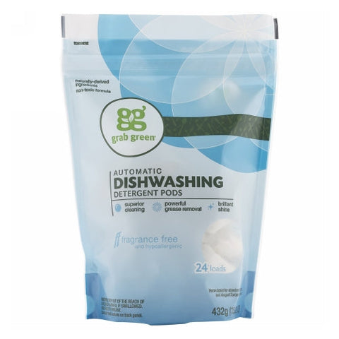 Grab Green, Dishwasher Detergent Pods, Fragrance Free 432 Grams Grab Green