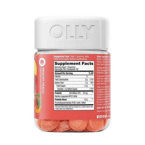 Olly, Probiotic Plus Prebiotic Peachy Peach, 30 Count Olly
