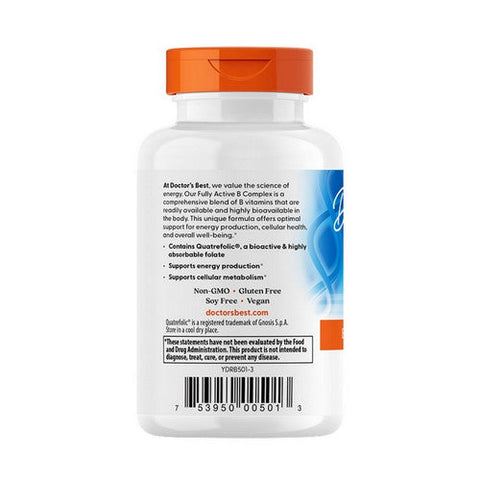 Doctors Best, Fully Active B Complex with Quatrefolic, 60 Veggie Caps Doctors Best