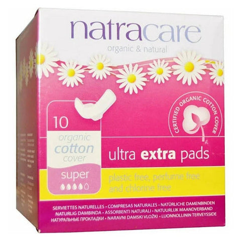 Natracare, Ultra Extra Pads with Wings Super, 10 Count Natracare