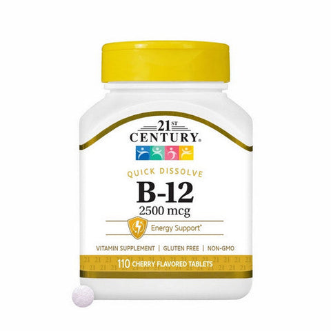 21st Century, Quick Dissolve Vitamin B-12 Cherry, 2500 mcg, 110 Tabs 21st Century
