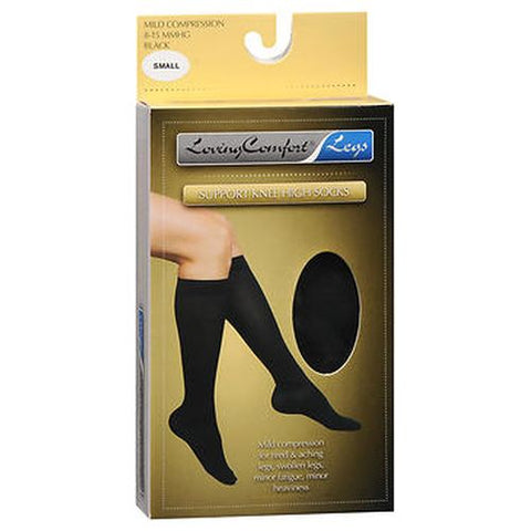 Loving Comfort, Support Knee High Socks Mild Compression Small Black, 1 Pair Loving Comfort