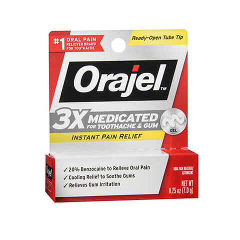 Orajel, 3X Instant Pain Relief Gel for Toothache & Gum, 0.25 Oz Orajel