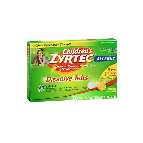 Zyrtec, Children'S Allergy Cetirizine Hci 24 Hour Dissolve Citrus, 10 Mg, 12 Tabs Zyrtec