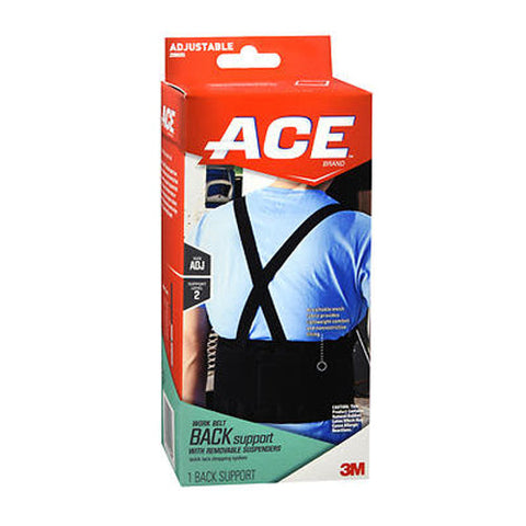 Ace, Work Belt Back Support With Removable Suspenders Adjustable, 1 Each Ace