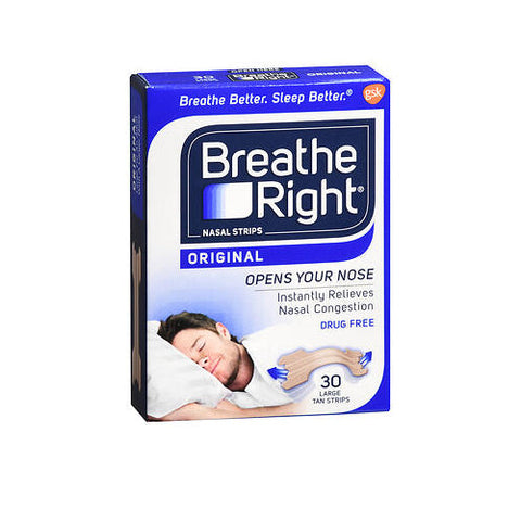 Breathe Right, Nasal Strips Large Tan, 30 Each Breathe Right