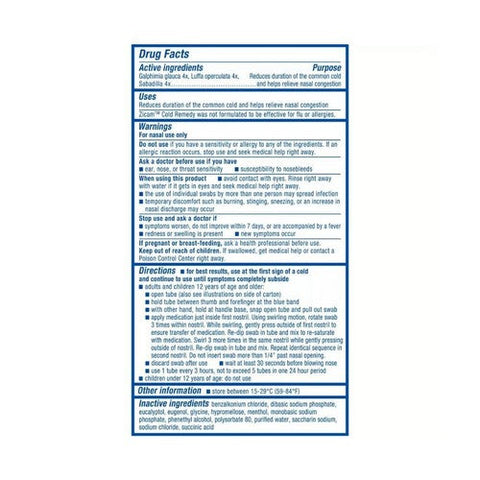 Zicam, Cold Remedy Nasal Swabs, 20 Each