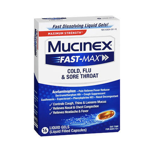 Mucinex, Fast-Max Cold - Flu & Sore Throat Liquid Gels, 24 Caps Mucinex