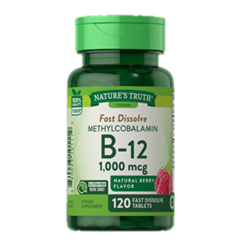 Nature's Truth, B-12 Fast Dissolve Tabs Natural Berry Flavor, 1000 mcg, 120 Tabs Nature's Truth