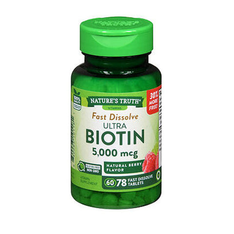 Nature's Truth, Ultra Biotin Fast Dissolve Tablets Natural Berry Flavor, 78 Tabs Nature's Truth