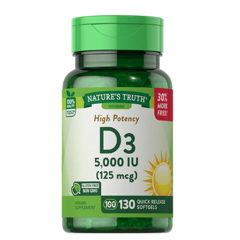 Nature's Truth, Vitamin D3 Quick Release Softgels, 125 Mcg, 130 Caps Nature's Truth