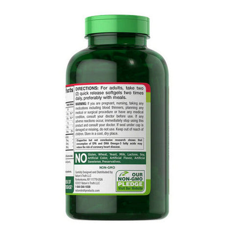 Nature's Truth, Fish Oil Quick Release Softgels Natural Lemon Flavor, 2400 Mg, 250 Caps Nature's Truth