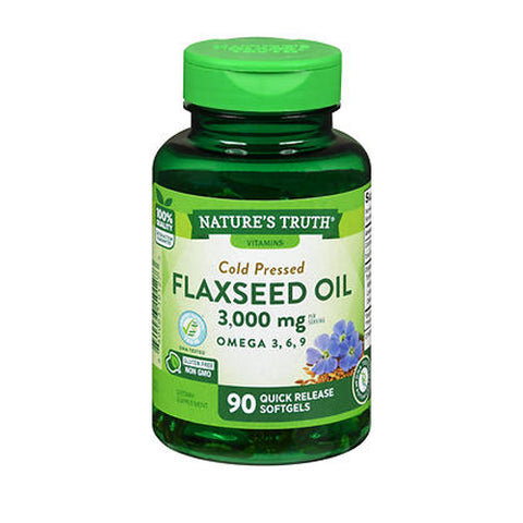Nature's Truth, Cold Pressed Flaxseed Oil Omega 3, 6 & 9 Quick Release Softgels, 3000 Mg, 90 Caps Nature's Truth