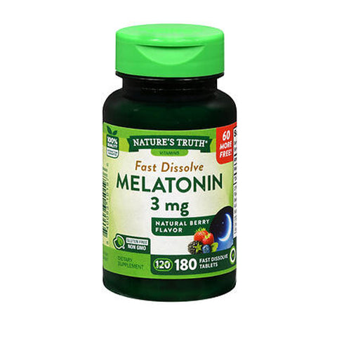 Nature's Truth, Melatonin Fast Dissolve Tabs Natural Berry Flavor, 3 Mg, 180 Tabs Nature's Truth