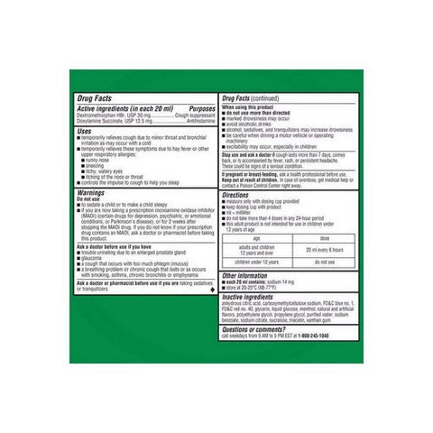 Robitussin, Adult Nighttime Cough DM Liquid Maximum Strength, 4 Oz Robitussin