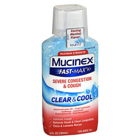 Mucinex, Fast-Max Severe Congestion & Cough Clear & Cool Liquid, 6 Oz Mucinex
