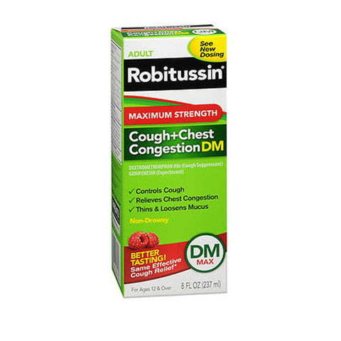 Robitussin, Adult Cough + Chest Congestion Dm Liquid Maximum Strength, 8 Oz Robitussin
