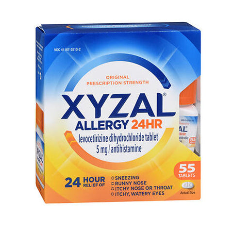 Xyzal, Allergy 24 Hr Levocetirizine Dihydrochloride Tablets, 5 Mg, 55 Tabs Xyzal