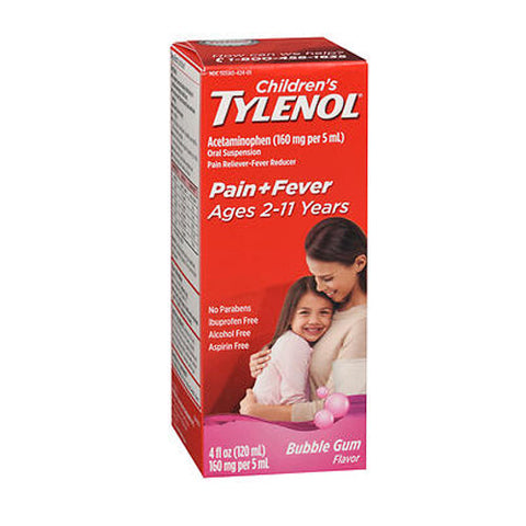 Tylenol, Children'S Pain + Fever Acetaminophen Oral Suspension Bubblegum, 160 Mg, 4 Oz Tylenol