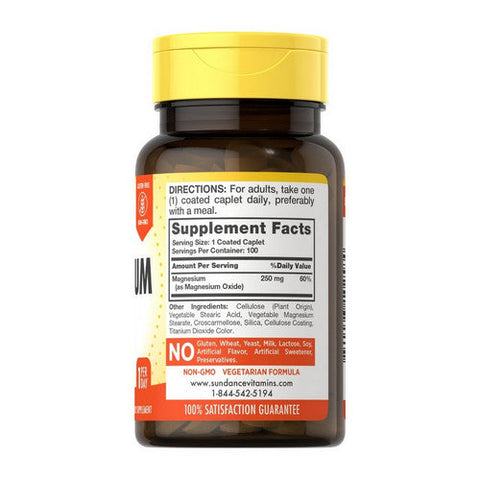 Sundance, Magnesium Coated Caplets, 250 mg, 100 Tabs Sundance