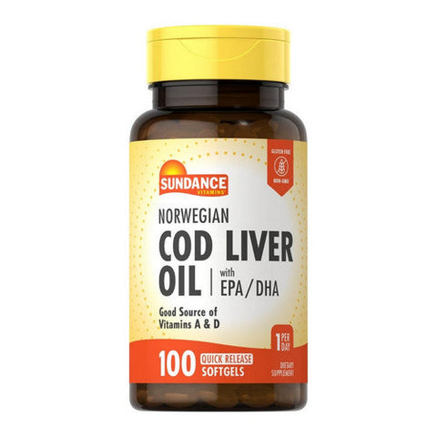 Sundance, Norwegian Cod Liver Oil With EPA-DHA Quick Release Softgels, 100 Tabs Sundance