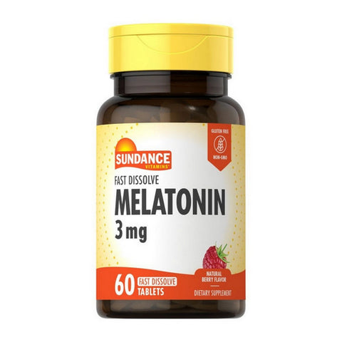 Sundance, Melatonin Fast Dissolve Natural Berry Flavor, 3 Mg, 60 Tabs Sundance
