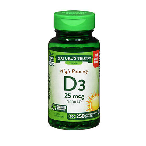 Nature's Truth, High Potency Vitamin D3, 25 Mcg, 250 Softgels Nature's Truth