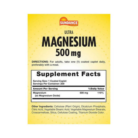 Sundance, Ultra Magnesium Caplets, 500 mg, 200 Tabs Sundance