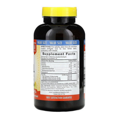 Sundance, Vitamins Odorless Fish Oil - Omega-3 Softgels, 150 Caps Sundance