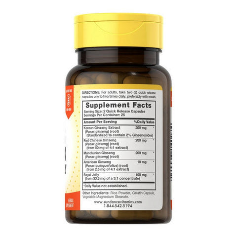 Sundance, Vitamins Super Ginseng Complex Plus Royal Jelly, 50 Caps Sundance
