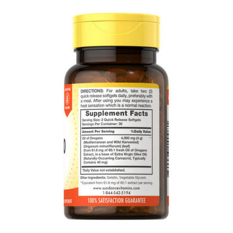 Sundance, Vitamins Oil Of Oregano Quick Release Softgels, 1500 mg, 60 Caps Sundance