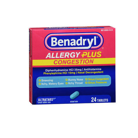 Benadryl, Allergy Plus Congestion Tablets, 24 Tabs Benadryl
