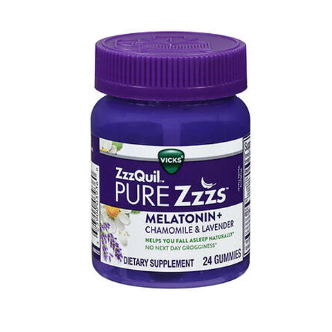 Zzzquil, Pure Zzzs Melatonin + Chamomile & Lavender Gummies Wildberry Vanilla Flavor, 24 Each Zzzquil